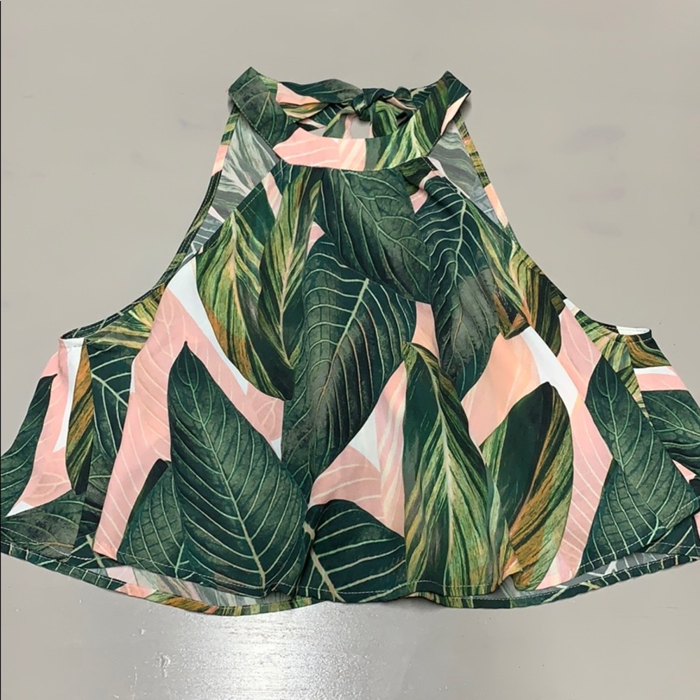 Show Me Your Mumu tropical Mateo tie back crop top